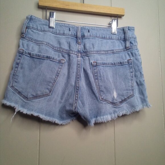 Bullhead Shorts 5 Denim Distressed Raw Hem Blue - Picture 3 of 12